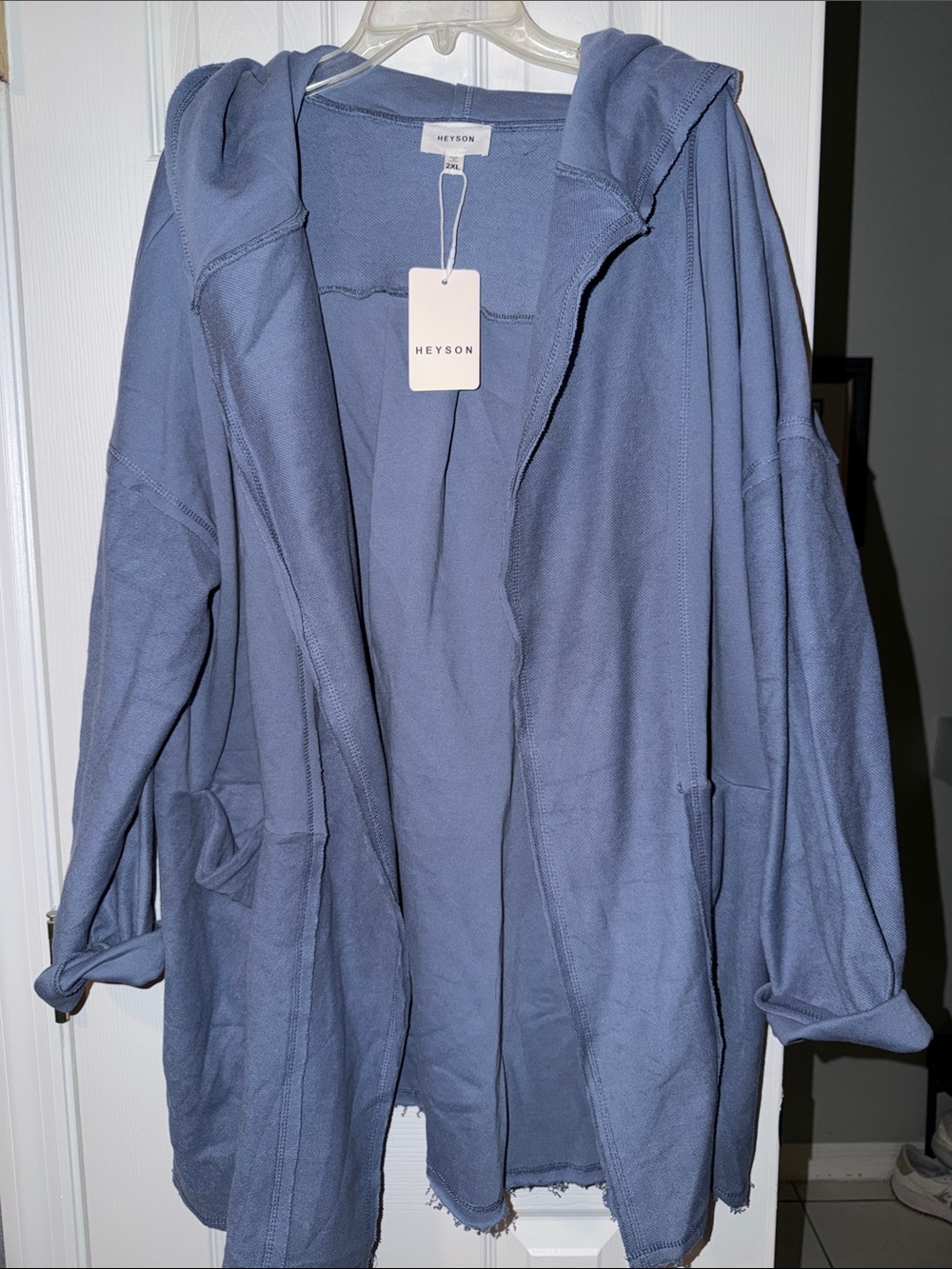 Heyson Women's Lightweight Hooded Cardigan in Dusty Blue